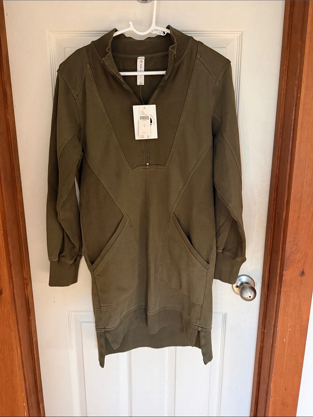 NWT Olive Green Half-Zip Tunic Sweatshirt Hoodie